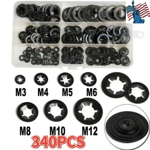 Kit de sujeción de clip de velocidad arandelas de bloqueo de empuje de bloqueo de estrella de dientes internos 340 un. - Imagen 1 de 11