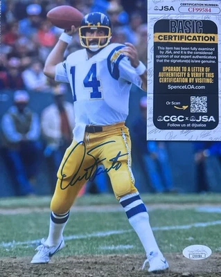 Hof Dan Fouts San Diego Chargers Signed 8x10  Photograph JSA  COA  CF 99584 - Image 1 of 2
