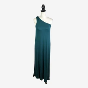 Soma Soft Jersey One-Shoulder Maxi Bra Dress Size S Stretch Deep Teal Pockets - Picture 1 of 8