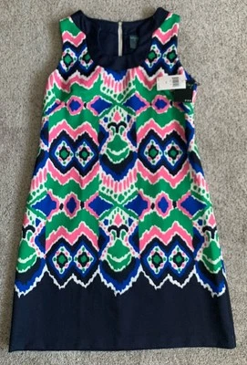 NWT GABBY SKYE Women's Sleeveless Dress Navy Geometric Multicolor New Size 10 - Image 1 of 4