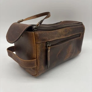 Echtleder Kulturbeutel für Herren Damen Dopp Kit Rasiertasche - große Größe - Bild 1 von 12