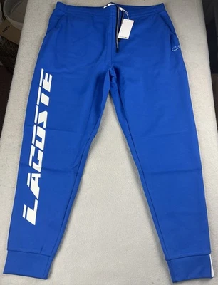 LACOSTE Slim Fit Oversized Blue Branded Trackpants Size XL (6) Cotton Blend NWT - Image 1 of 4