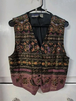 Colete Feminino Vintage Estilo Seu Bordado Botão Floral Tamanho Ajuste Para Todo Algodão - Imagem 1 de 4