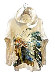 Denim & Supply RL Boyfriend Women Cotton Hoodie Aztec Painted Indian Chief Artsy - Picture 1 of 5