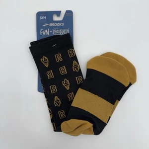 Brooks Unisex Tempo Knit In Crew Black Torch Running Socks Size S/M NEW - Picture 1 of 4