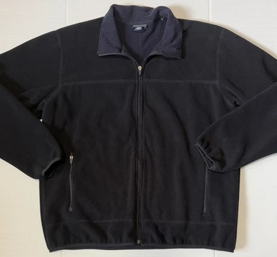 LANDS END - Men's Black Fleece Jacket - Size X-Large (46-48) XL - Image 1 of 4