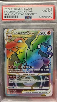 PSA 10! Charizard VSTAR (Secret) 174 Swsh Brilliant Stars Secret Holo - Image 1 of 2
