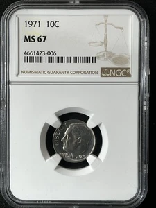 1971 10C Roosevelt Dime NGC MS67 4661423-006 - Picture 1 of 2