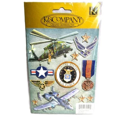 K & Company Air Force Grand Adhesions Stickers Crafting Embellishments Set of 12 - Image 1 of 2