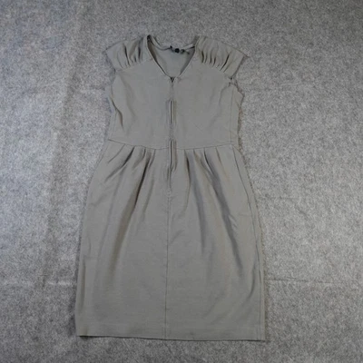 Vestido Emporio Armani Mujer 44 Grande Manga 8 Gorra Jersey Gris Pintuck Oficina Foto 1 de 4