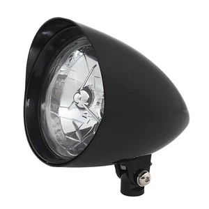 6" Gloss Black Bullet Headlight Tri-Bar Assemblies for Harley Davidson Custom - Picture 1 of 12