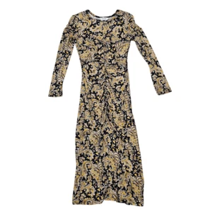 Vestido midi acanalado ceñido al cuerpo Joie Aja pequeño cachemir dorado hora elástico - Imagen 1 de 6