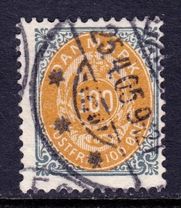 DÄNEMARK — SCOTT 52c — 1903 100o GRAU & ORANGE MIT UMGEKEHRTEM RAHMEN — GEBRAUCHT — SCV 240 $ - Bild 1 von 2