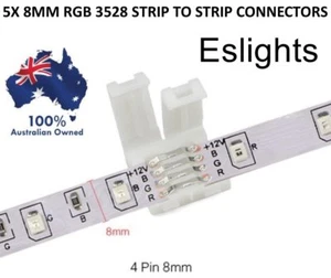 5X RGB STRIP TO STRIP LED STRIP LIGHT CONNECTORS 4 PIN 8MM JOINER JOINT 12V - Picture 1 of 2