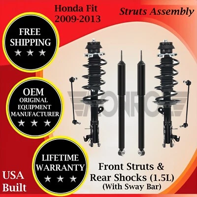 Puntales delanteros Monroe OEM con barra estabilizadora y amortiguadores traseros para Honda Fit 2009-2013 Foto 1 de 4