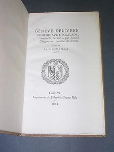 Suisse Genève Chappuzeau Samuel Genève délivré rare comédie 1862  - Picture 1 of 3