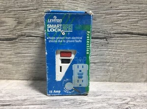 Leviton Smart Lock GFCI UL 15 AMP Almond Outlet box #N9 - Picture 1 of 3