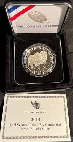 2013-W $1 Girl Scouts of USA Proof Centennial Silver Dollar Cover
