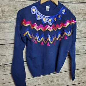 Member's Mark Girl's My Favorite Sweater Size 10-12 Blue Sequin NWT - Picture 1 of 8