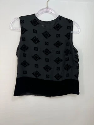 Camiseta sin mangas SPENSER JEREMY mezcla de seda TERCIOPELO AZTEC espalda abotonada negra para mujer talla 6 Foto 1 de 4