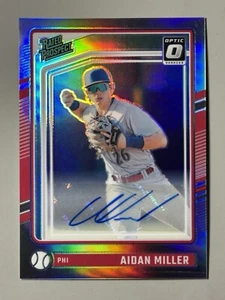 Aidan Miller Rookie Auto 2024 Donruss Optic Silver Prizm Holo Rated Prospect RC - Photo 1 sur 3