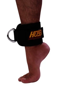 ANKLE D-RING PULLEY CABLE ATTACHMENT HOOK LEG THIGH BODY BUILDING GYM STRAP PAIR - Picture 1 of 4