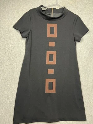 70s Muse Shift Midi Dress Womens Size 12 Minimalist Med century Modern Black - Image 1 of 4