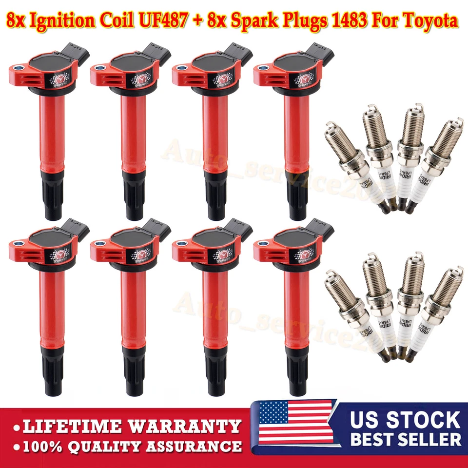 8PCS Ignition Coil + 8PCS Spark Plug For 2007-2019 Toyota Tundra Lexus LS460 V8 - Изображение 1 из 4