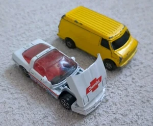 Vintage Diecast Corgi Juniors  Yellow U.S. Van & Vintage Chevrolet In White. - Picture 1 of 10