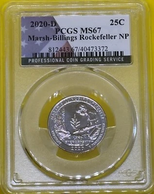 2020 D PCGS MS67 Marsh-Billings Rockefeller NP Quarter - Image 1 of 4