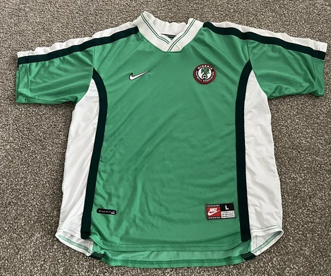 Men's NIGERIA 1998/00 Home Football Shirt Sz Large NIKE Soccer Jersey ⚽️ Vintage Cover