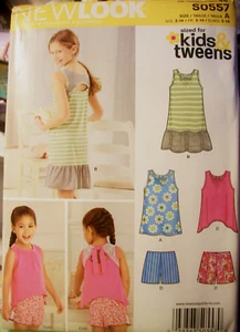 Girl New Look 6296 Kids Tweens Pattern Shorts & KNIT Dress, Tops UNCUT Size 3-14 - Picture 1 of 2