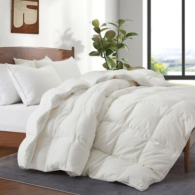 White Duvet Oversized Down Feather Bed Blanket Noise Free, King Queen Comforter - Image 1 of 4