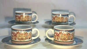 Sakura Schnee Engel Dorf Debbie Mumm 8 flache Tassen & 7 Untertassen Sets  - Bild 1 von 2