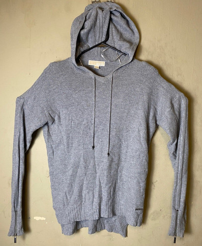 Maglione donna Michael Kors sottile viscosa nylon grigio felpa con cappuccio TG XL