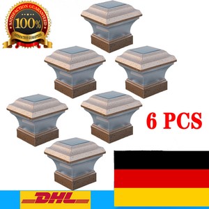 6Pcs Solar Zaunpfosten Kappe LED Licht Außenleuchte Garten Licht Quadrat Lichter