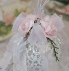 Elegant Shabby Cottage Victorian Chic Pink Roses Bows Lace Christmas Ornament