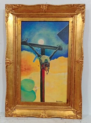 AMAZING ZDZISLAW BEKSINSKI OIL ON CANVAS CIRCA 1982 WITH FRAME IN GOLDEN LEAF - Image 1 of 4