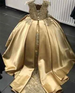 Princess Girls' Dresses Birthday Party Gowns for Kid‘s Satin Flower Girl Dress - Picture 1 of 9