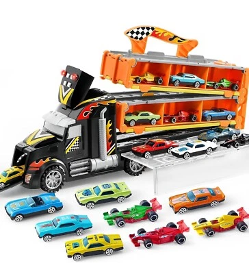 Camion Trasportatore Macchinine Giocattolo per Bambini, 12 Veicoli Giocattolo Ba - Immagine 1 di 4