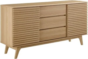Modway Render 63" Mid-Century Modern Sideboard Buffet Table or TV Stand in Oak - Picture 1 of 6