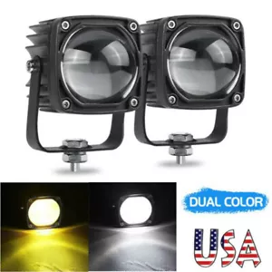 2X Yellow White 2in LED Work Light Cube Pods Driving Fog Lamp SUV ATV Off Road - Foto 1 di 11