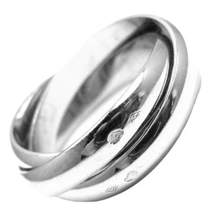 Authentic! Cartier 18k White Gold Trinity Band Ring Size 53 US 6 1/4 - Picture 1 of 9