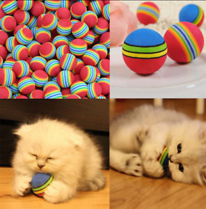 6X Colorful Pet Cat Kitten Soft Foam Rainbow Play Balls Activity Toys Funny~