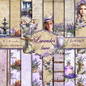 Lavender love, vintage lavender paper pads, scrapbook paper pads - Picture 1 of 9