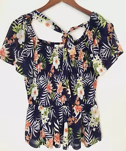 Top donna Ember taglia M maniche corte blu scuro floreale - Foto 1 di 9