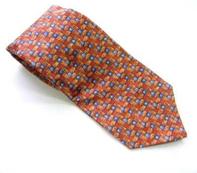 Irvine Park ORANGE and BLUE NECK TIE 100% SILK Vintage Necktie  Made in USA - Image 1 of 4