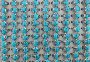 Wholesale Jewelry Lots 32pcs Mixed Charm Blue Natural Stone Womens Resin Rings - Picture 1 of 8