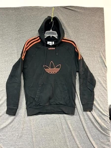 Adidas Jumper Hoodie Men S Black Graphic Kangaroo Pockets Raglan Sleeve Pullover - Picture 1 of 8