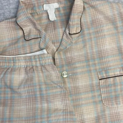 Juego de pijama vintage Fruit Of The Loom para hombre marrón a cuadros Foto 1 de 4